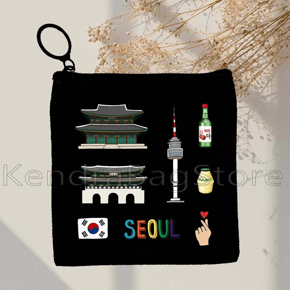 Just A Girl Who Loves Seoul Kpop Fashion Music K Pop Korean Pop Dramas Finger Heart Canvas Coin Purse Key Case Bag Wallet Pouch