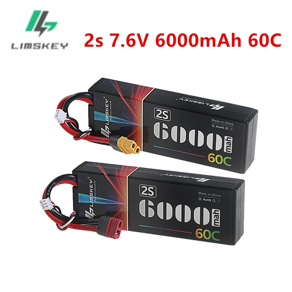Оригинальный аккумулятор Lipo 2S 7,6 В, 6000 мАч, 60C с разъемом T/XT60 для деталей танка 1/10 RC автомобиля, гоночной лодки