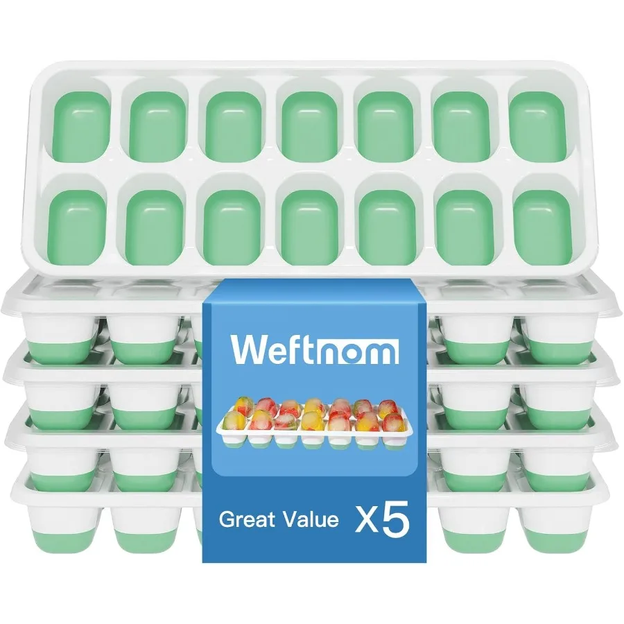 

5 упаковок по 70 силиконовых форм для кубиков льда для Fre с крышками. Легкосъемные штабелируемые формы для льда и лотки для льда. Лоток для льда без BPA.