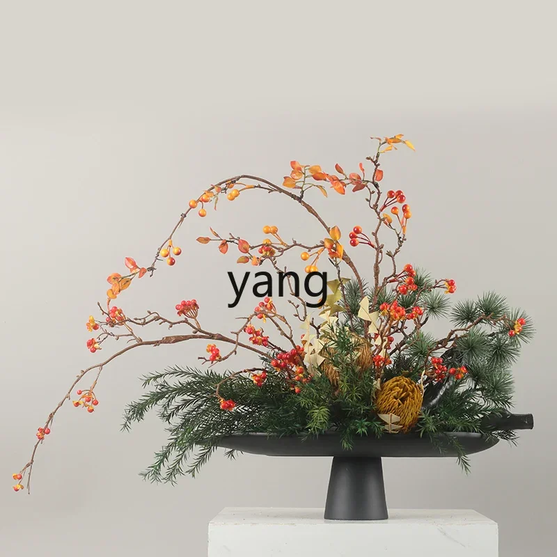 

LHNew Chinese Simulation Floral Stupa Dried Flower Orange Green Mixed Dining Table Ornament