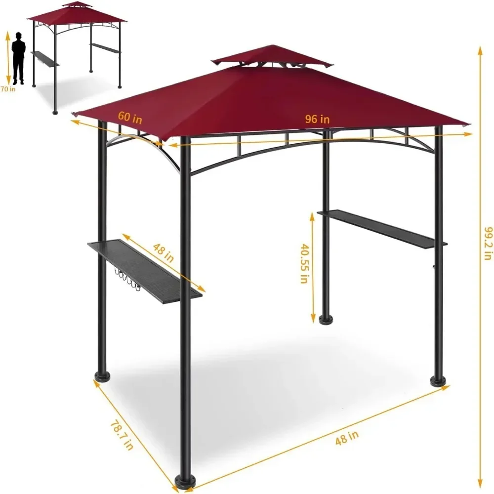 Imagem -06 - Gazebo para Churrasco ao ar Livre com Prateleiras Pátio Canopy Churrasqueira Extra Luz Led 5x8