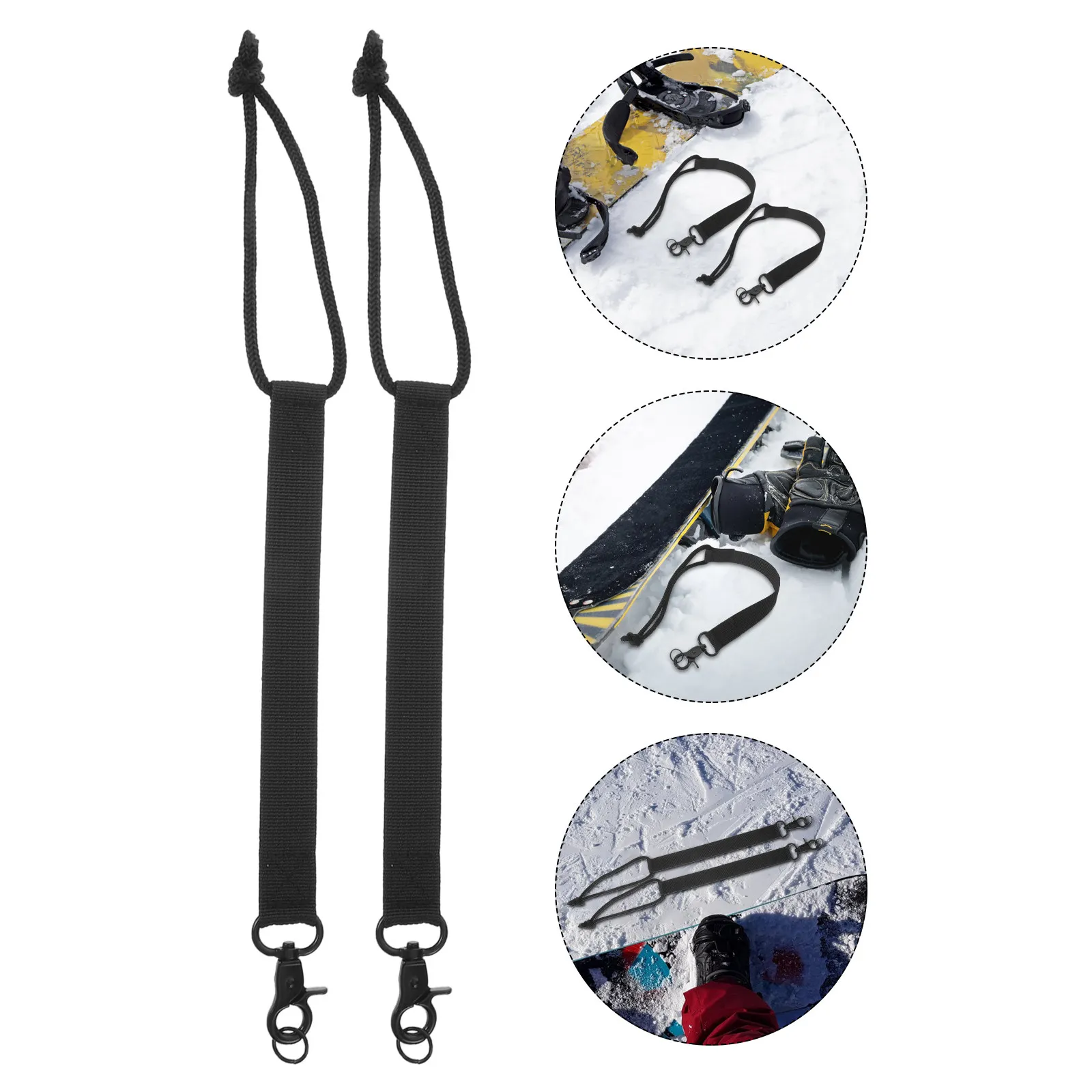 

2Pcs Adjustable Snowboard Leash Cord with Key Ring Black Boot Carrier Strap Snowboarding Short Leash Ski Boot Fasteners