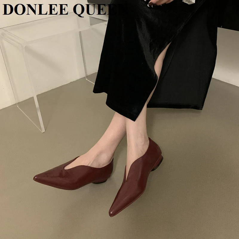 New Spring Designer Women Flats Shoes Fashion Pointed Toe Shallow Ladies Soft Sole Flat Heel Mary Jane Shoes Casual Loafer Mujer