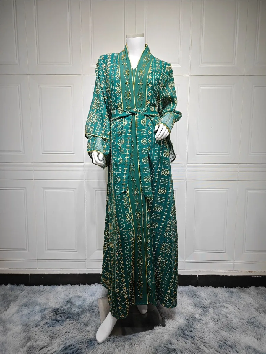 Eid Muslim Party Dress Women Ramadan Abaya Embroidery Mesh Long Dresses Morocco Kaftan Vestidos Largos Dubai Robe Jalabiya 2024