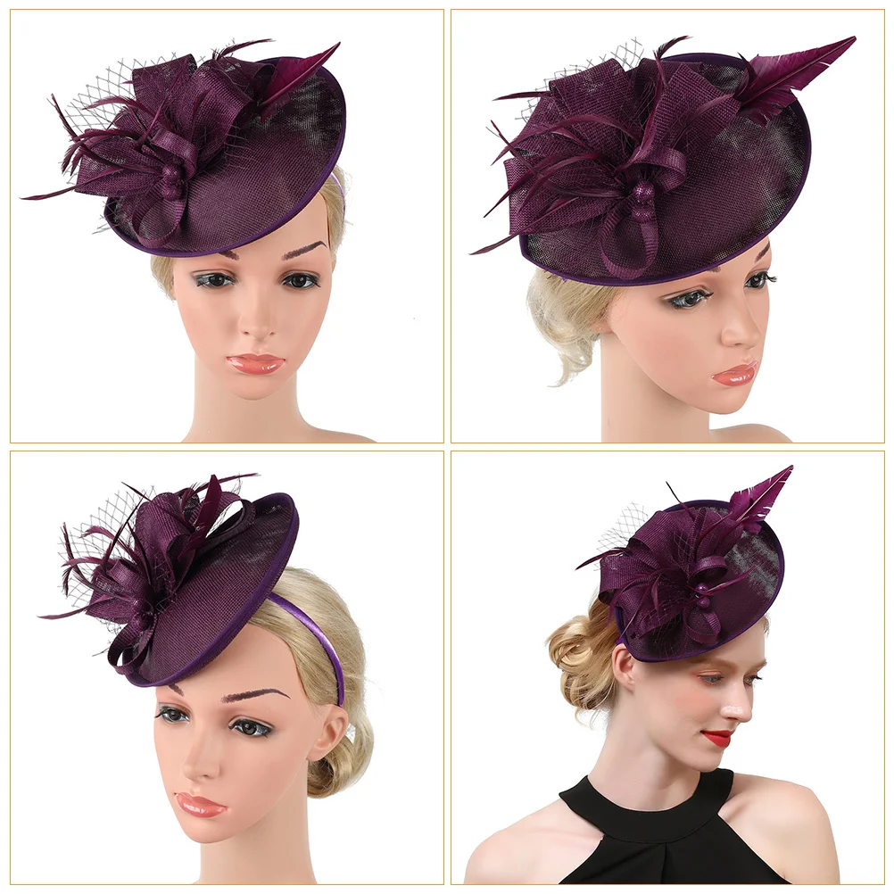 1 قطعة أغطية الرأس النسائية زهرة رباط شعر أنيق غطاء الرأس حفلة لحفل زفاف عيد ميلاد جمع صور الدعامة التبعي #4