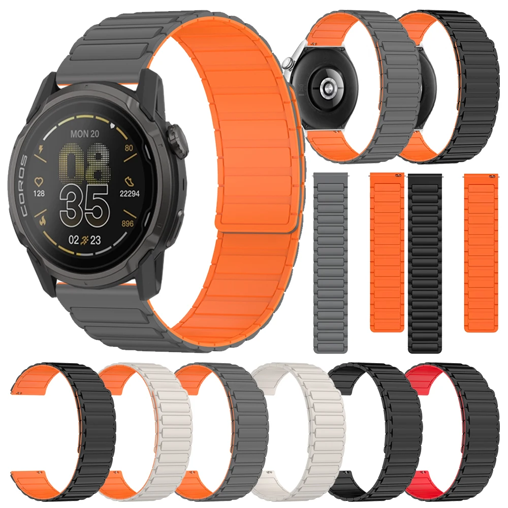 22mm Strong Magnetic Loop Silicone Strap For COROS APEX 4 42mm 2 Pro Bracelet For COROS PACE Pro 3 Sports Sweat-proof Watchbands