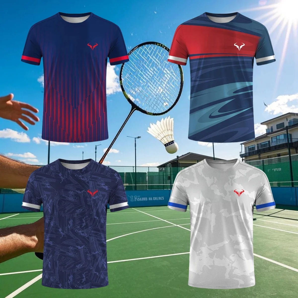 

2025 Popular Maillard Badminton Tennis Series 3D Printing Men's and Women's Outdoor Extreme Sports Crew Neck Short Sleeve Moto