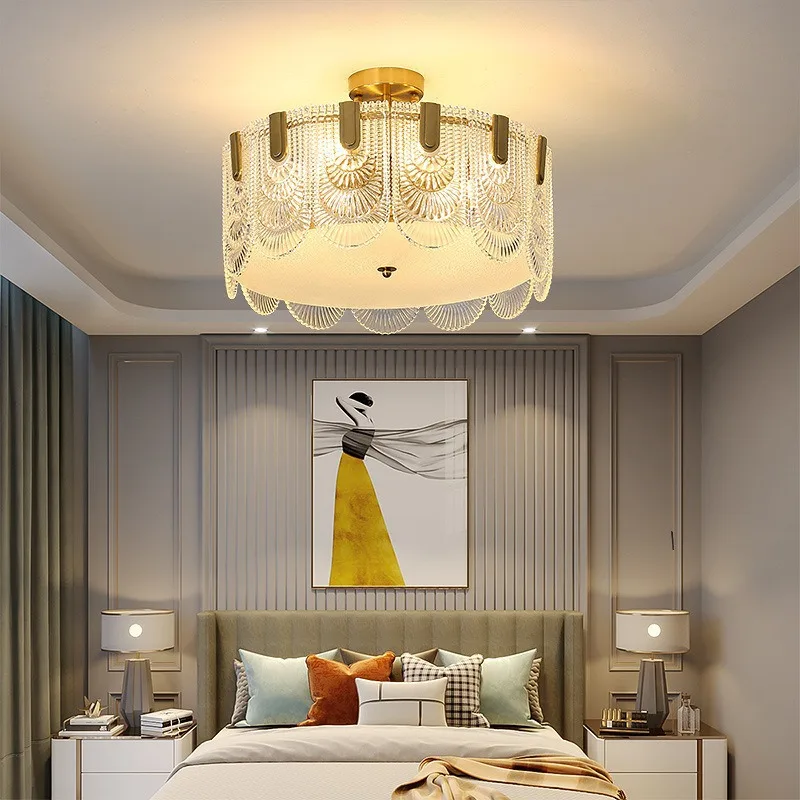 ثريا زجاجية فاخرة بإضاءة فرنسية لغرفة المعيشة وإضاءة غرفة الطعام الحديثة والبسيطة والكريستال وإضاءة غرفة النوم الإبداعية