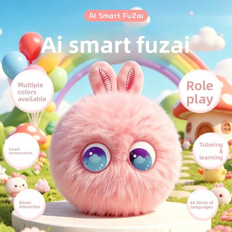 Peluche intelligente à commande vocale par IA, animal de compagnie électronique interactif Fuzai, cadeau idéal pour les enfants, compagnon d'apprentissage.