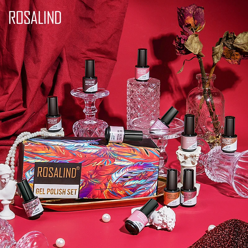 Rosalind Gel Nagellak Set 24Pcs Winter Semi Permanente Gel Hybrid Vernis Nodig Base Top Coat Nagels Art Nail polish Kit