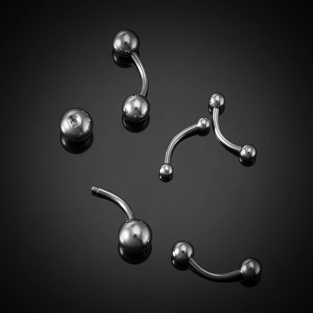 5pcs 2.5mm-6mm Ball Mixed Size Banana Bar Eyebrow Stud for Women Men Stainless Steel Nail Stud Trendy Cartilage Barbell Piercing