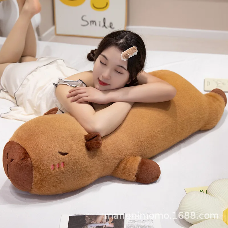 Kawaii كابيبارا ألعاب من نسيج مخملي محشوة كابيبارا رقيق دمية طويلة النوم مخدة ناعمة وسادة أريكة النوم ألعاب أطفال هدية