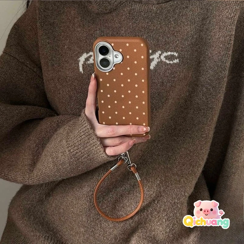 

For Redmi Note 14S 14 12s 11 Pro 13 10 9 Pro Max 10 Lite 8 Pro 10s 9s Phone Case + Lanyard Strap Polka Dot Cute PU Leather Cover