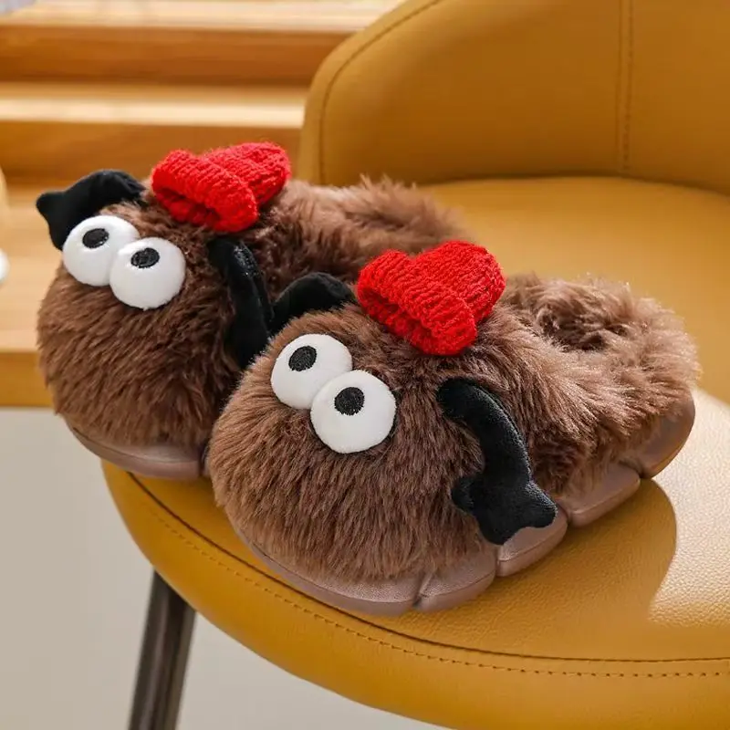 Kinder Cartoon Baotou Baumwolle Hausschuhe Winter Neue Mädchen Und Jungen Weiche sohle Nicht Slip Plüsch Warm Halten Hause Schöne Flauschige Hausschuhe