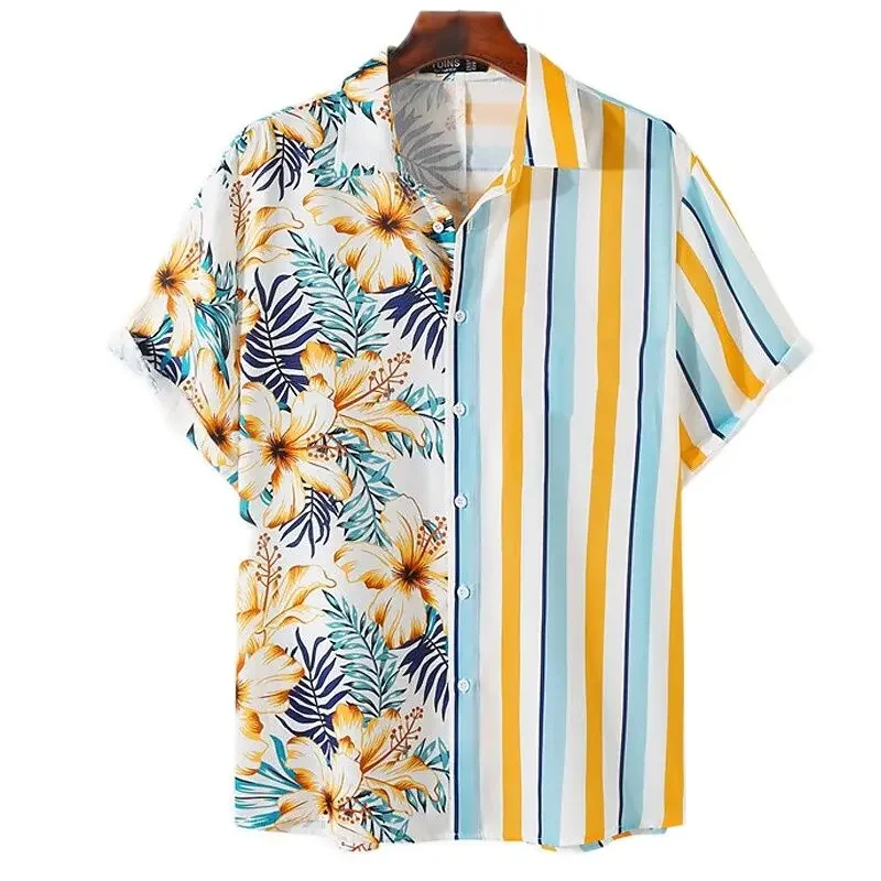 

2022 Hawaiian Men's Shirt 3D Printed Tropical Short Sleeve Male Shirt Oversized Tees Shirt Men Clothing Beach Camisa Masculina