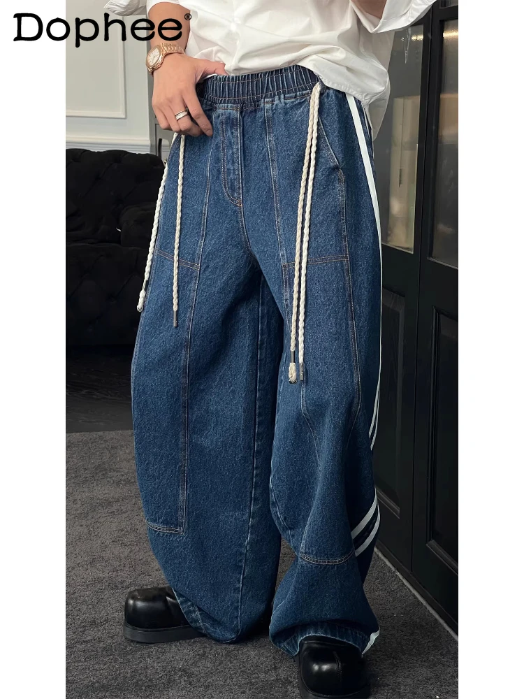 

Мужские джинсы на шнуровке, весна 2026: Новые стильные высококачественные свободные прямые джинсовые брюки для мужчин – комфортные, модные и элегантные.