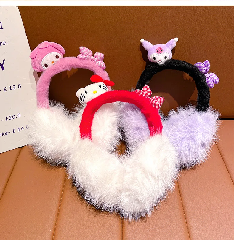 1 Uds. Para orejeras Kuromi, diseño creativo, cubiertas cálidas para las orejas para niñas, para actividades al aire libre en invierno, regalo de Navidad