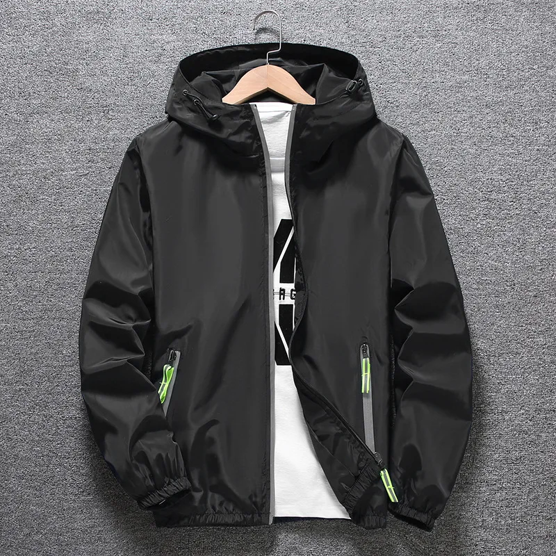 Fashion Reflective Zipper Hooded Jackets Men and women Ultra-light Thin Summer Windbreaker Packable Skin Coat Sunscreen Jacket