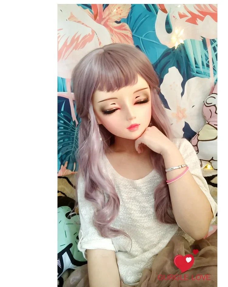 (NEW-178) Female Resin Silica Dance Party Masks Halloween BJD Girl Doll Crossdresser Japan Kigurumi Anime Cosplay Mask with Wig