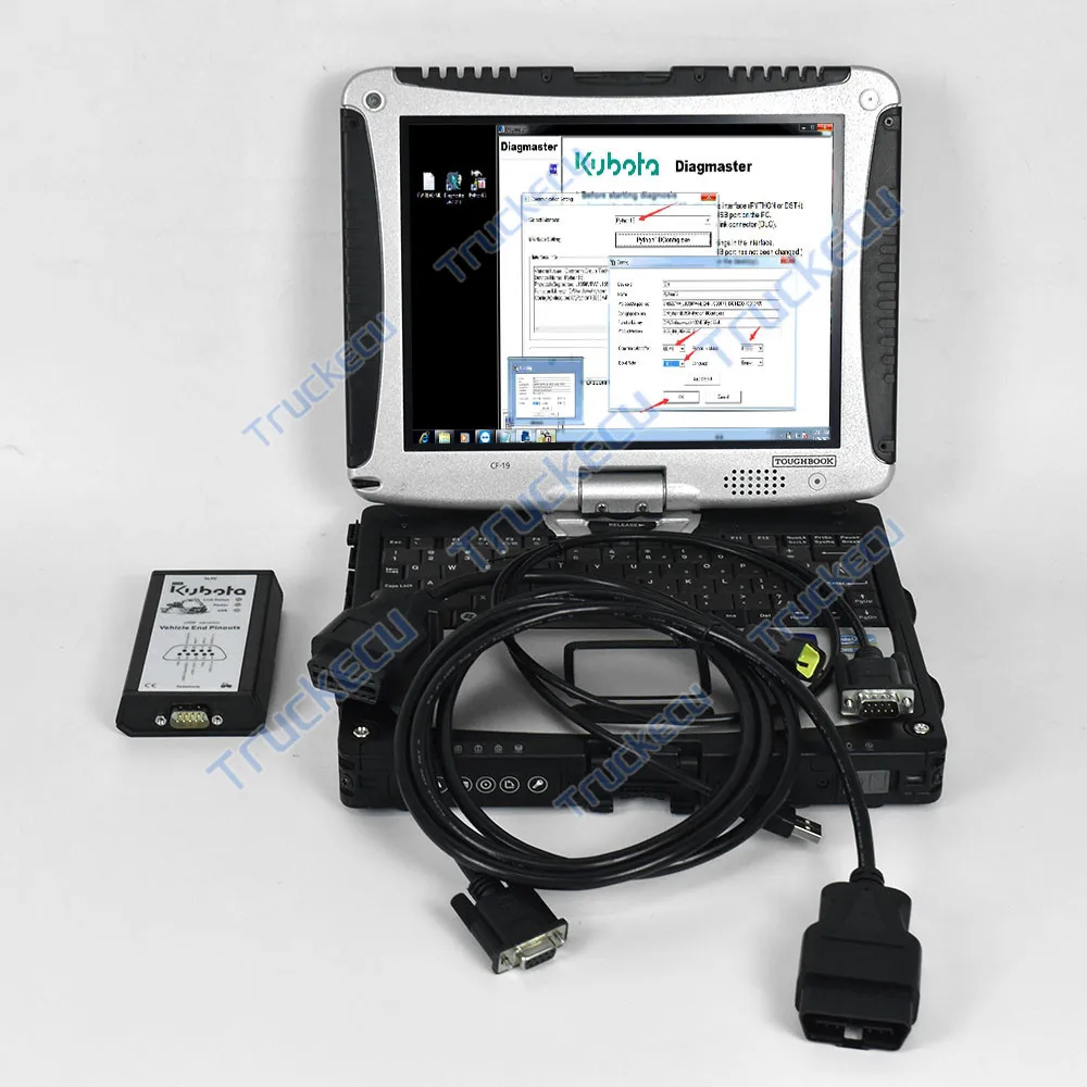 For KUBOTA Diagmaster CAN bus protocol DIAGNOSTIC KIT (PYTHON) Agriculture construction machinery Diagnostic tool+CF19 Laptop