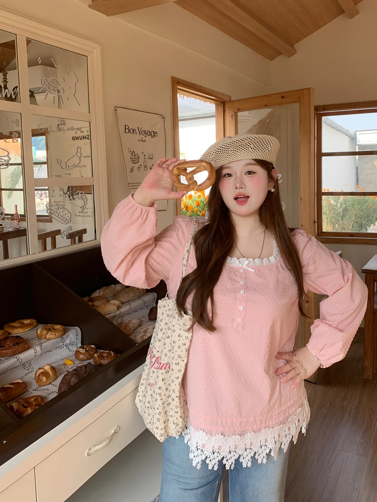 

Женские кроссовки размера плюс irt Xudabu New Sle Pink Lace Long Sve с квадратным воротником из атласной ткани Sweet Sle Spring Faion, женские ...