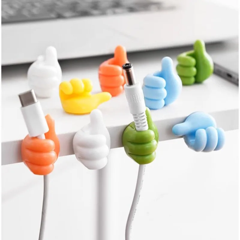 10pcs/set Thumb Hook Cable Organizers Table Desk Charge Data Cable Line Winder Holder Hooks for Cables Management Clips