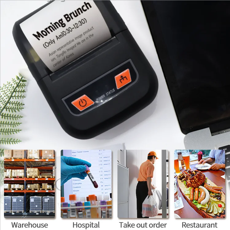 Mini Thermal Receipt Printer Supporting BT IOS / Android Connectlon for Office Portable Shipping Printer