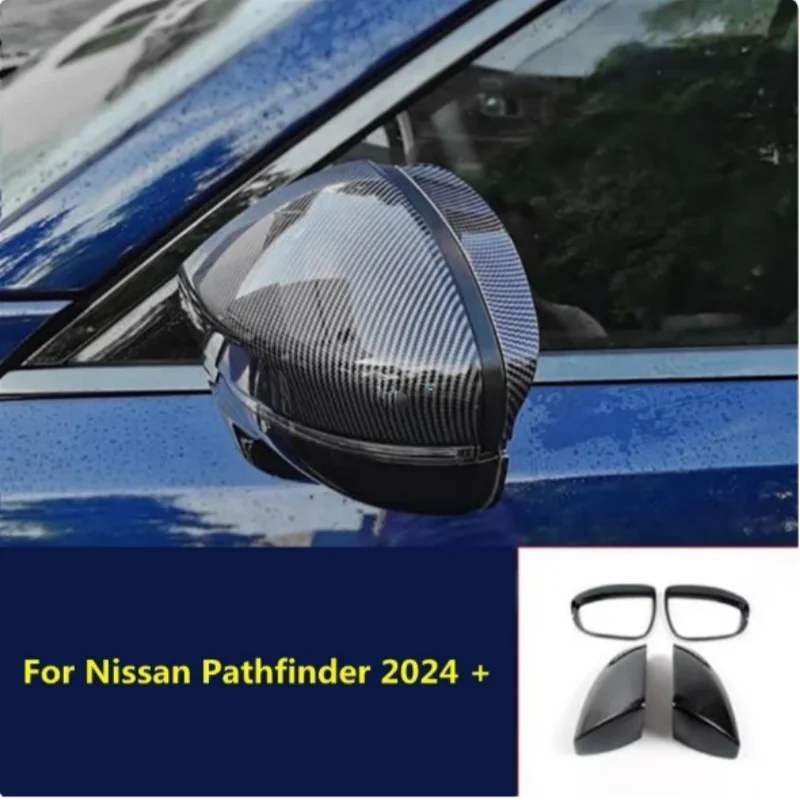 

For Nissan Pathfinder 2024 + Car Style Reverse Mirror Rain Eyebrow Rear View Mirror Cover Wing Cap Accessories Exterior Sticker