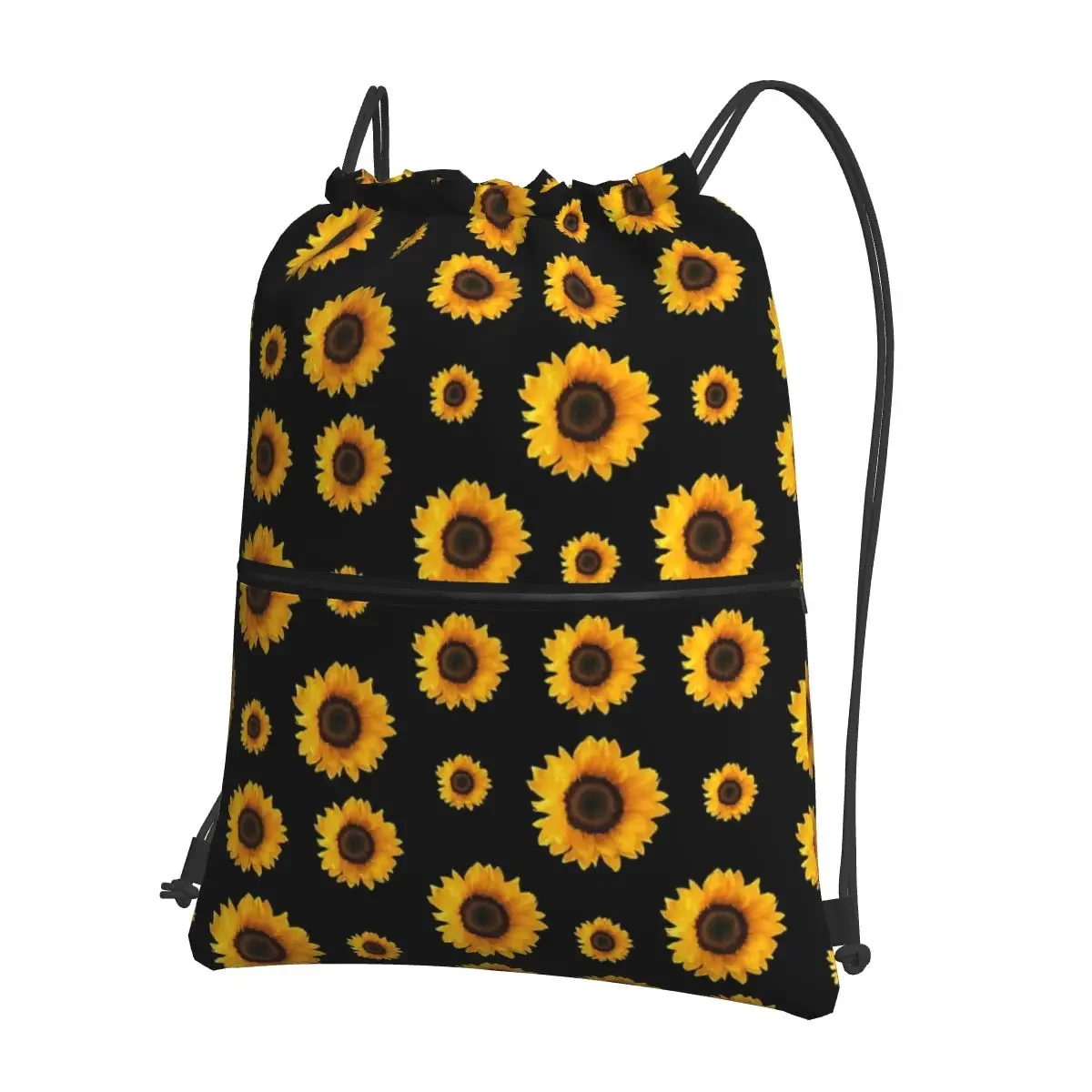 Mochila con patrón de girasol para hombre y mujer, bolso multifunción con cordón, bolsa de artículos diversos de bolsillo para viajes, deporte