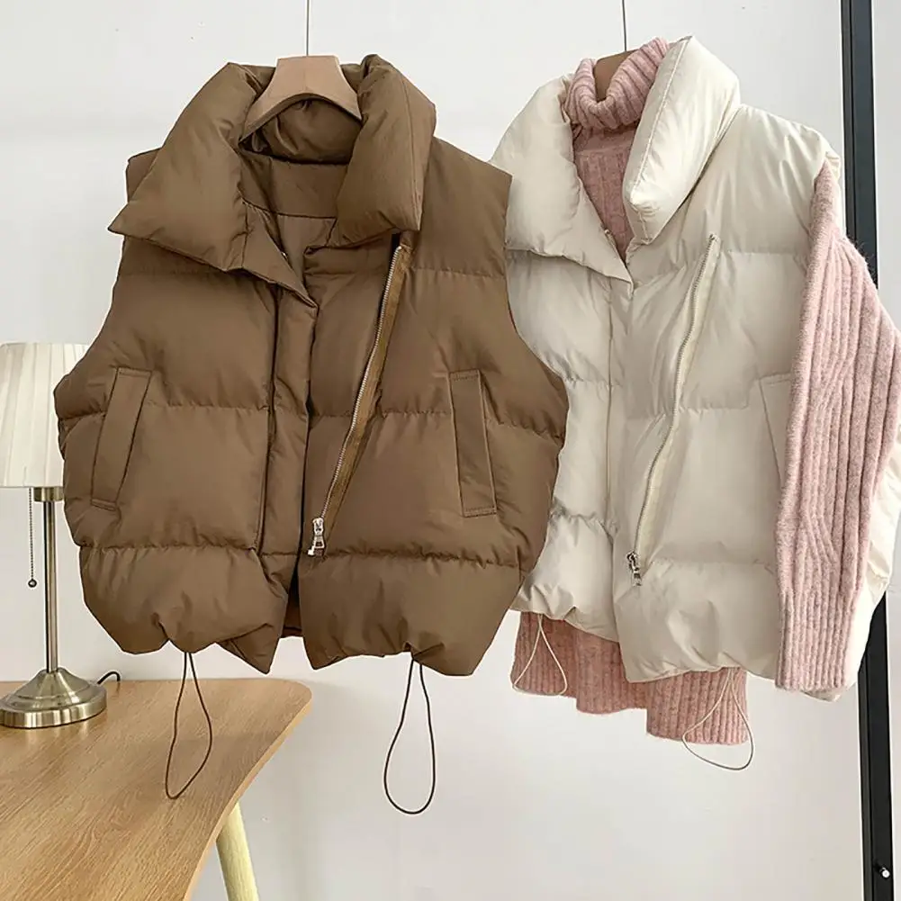 Vest Jacket  Simple Winter Warm Cotton Padded Puffer Vest  Cold Resistant Puffer Vest