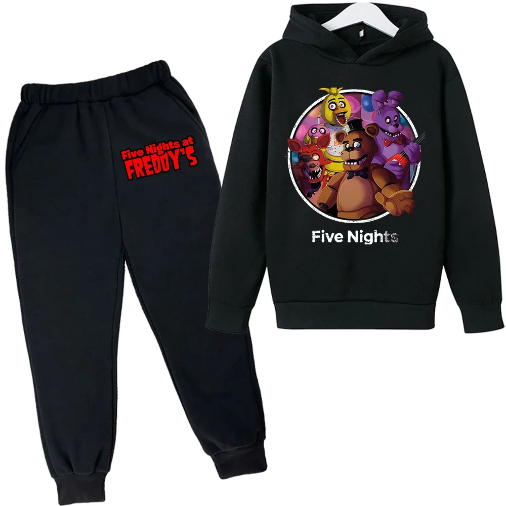 

2pcs Fnaf Sweatshirt Suit for Children Five Nights At Freddy´s Plush Hoodies+pants Trendy Hoodie Sweatpants Boys Anime Clothes