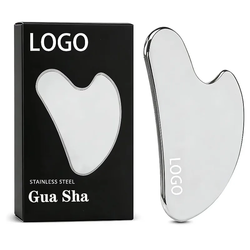 Stainless Steel Heart‑Shaped Gua Sha Board Facial Sculpting Tool For Jawline Shaping Lymphatic Drainage