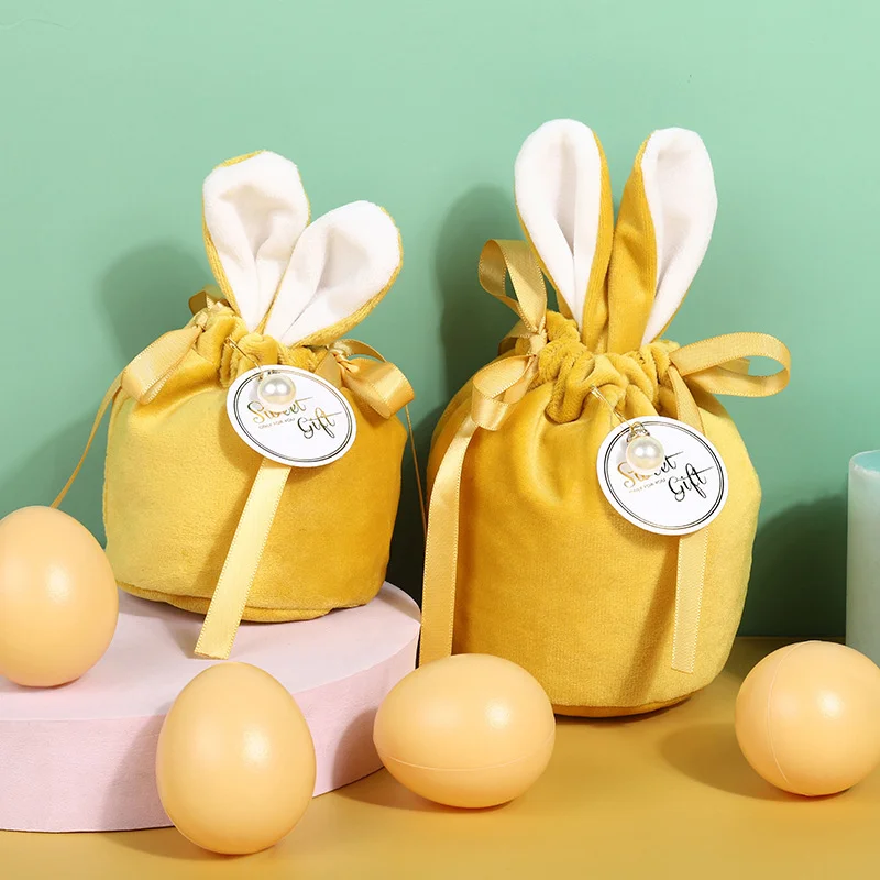 1pc Velvet Easter Bags Cute Bunny Gift Packing Bags Dropshipping Rabbit Chocolate Candy Wedding Birthday Party Decoration 2026