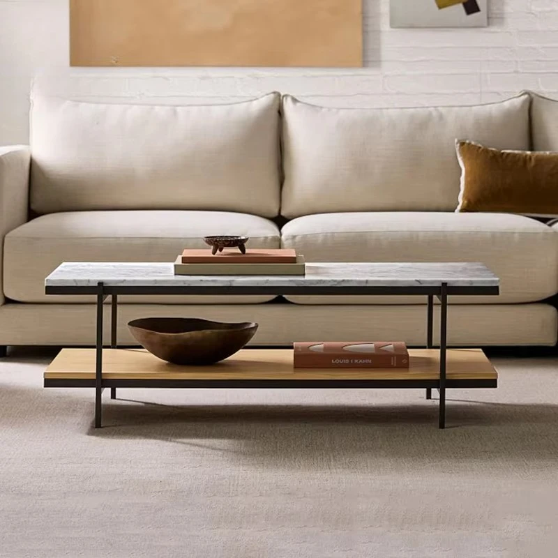 

# New Design Double Storage Coffee Table Minimalist Rectangular Marble End Small Apartment Home