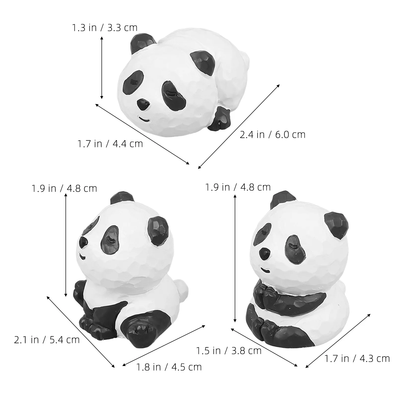 3Pcs Panda Decorations Resin Garden Statue Set Realistic Lifesize Outdoor Yard Decor Landscape Scene Adornments