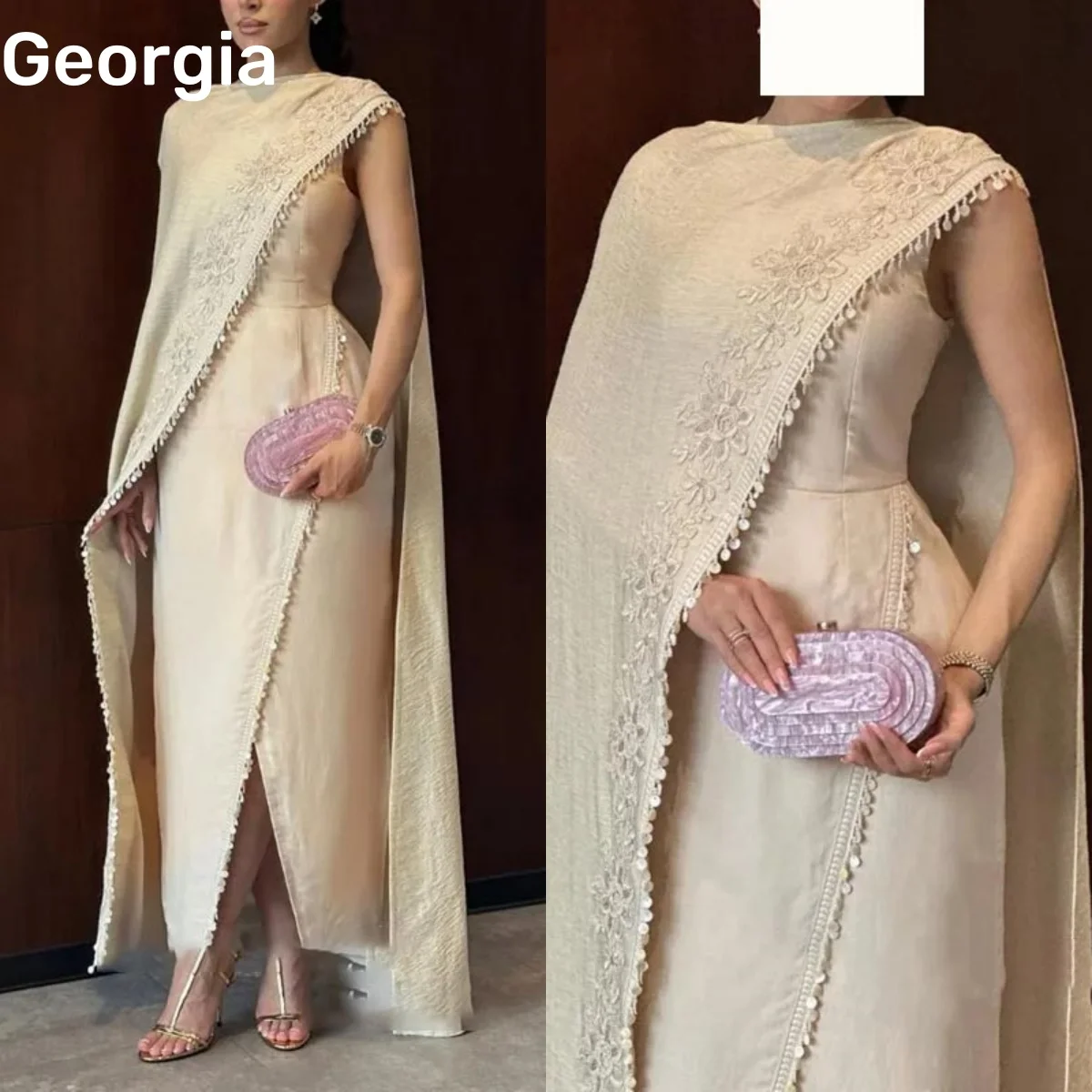 

Dubai Luxury Evening Dress A-Line Cap Straps Formal Occasion Dresses Customize Dress Women Elegant Luxury Floor-Length Split Zip