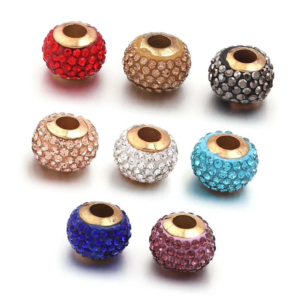 10 Stück/Set 14mm Bunte Shambhala Strass-Perlen mit Großem Loch als Abstandhalter für Schmuckherstellung DIY Armband Lose Perlen Zubehör – Detail 6