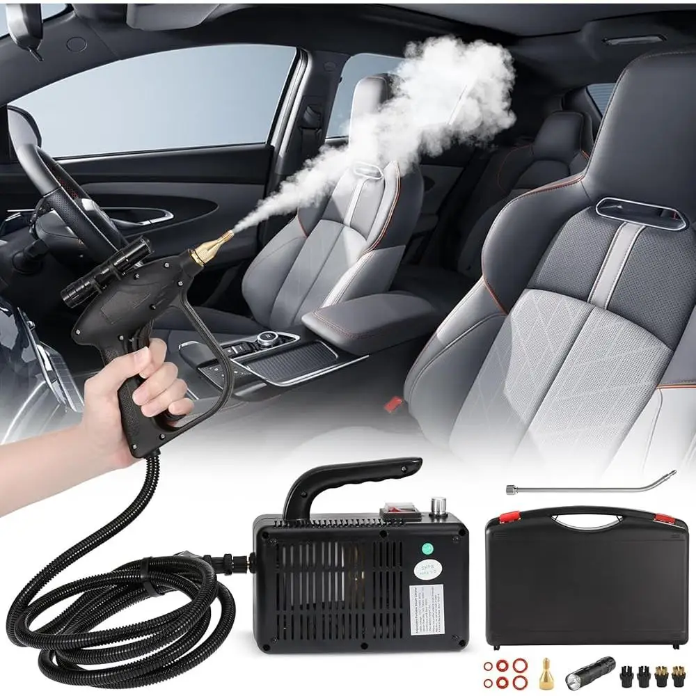 High Pressure Handheld Steam Cleaner Portable Electric Steamer Home Car Cleaning Machine with Extension Tube and Brushes