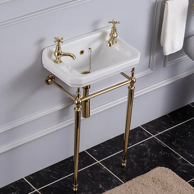 Bathroom new ceramic wall-mounted Carlton classic double-hole washroom hanging basin British and American retro style