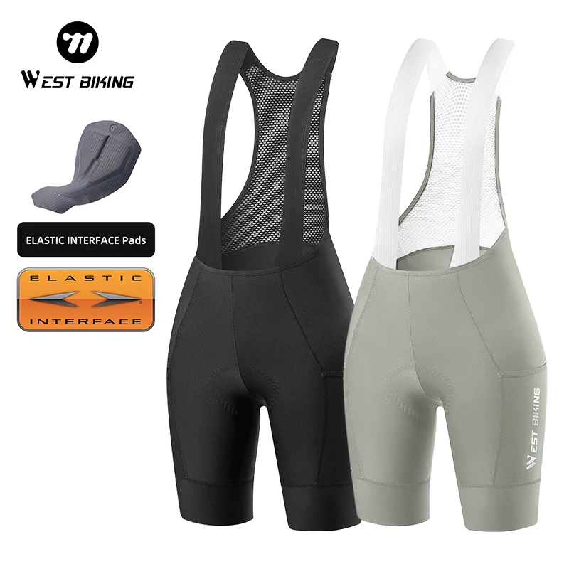 west-biking-summer-women's-cycling-bib-shorts-bike-gray-pants-6h-padded-tight-fit-belgian-sponge-cushion-breathable-bib-pants