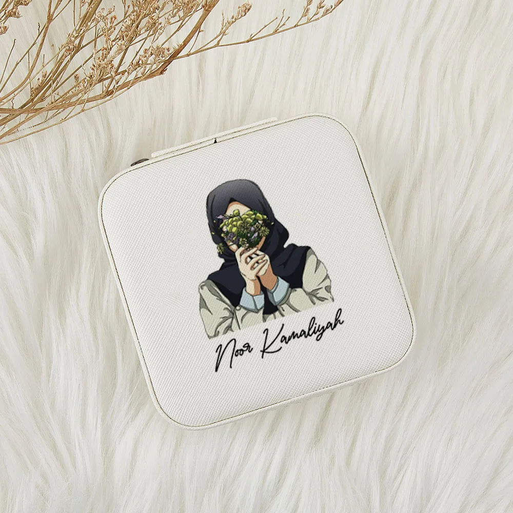 Personalised Hijabi Girl Jewelry Box Girls Jewelry Organizer with Name Perfect Muslim Girls Gift Customize Eid / Ramadan Gifts