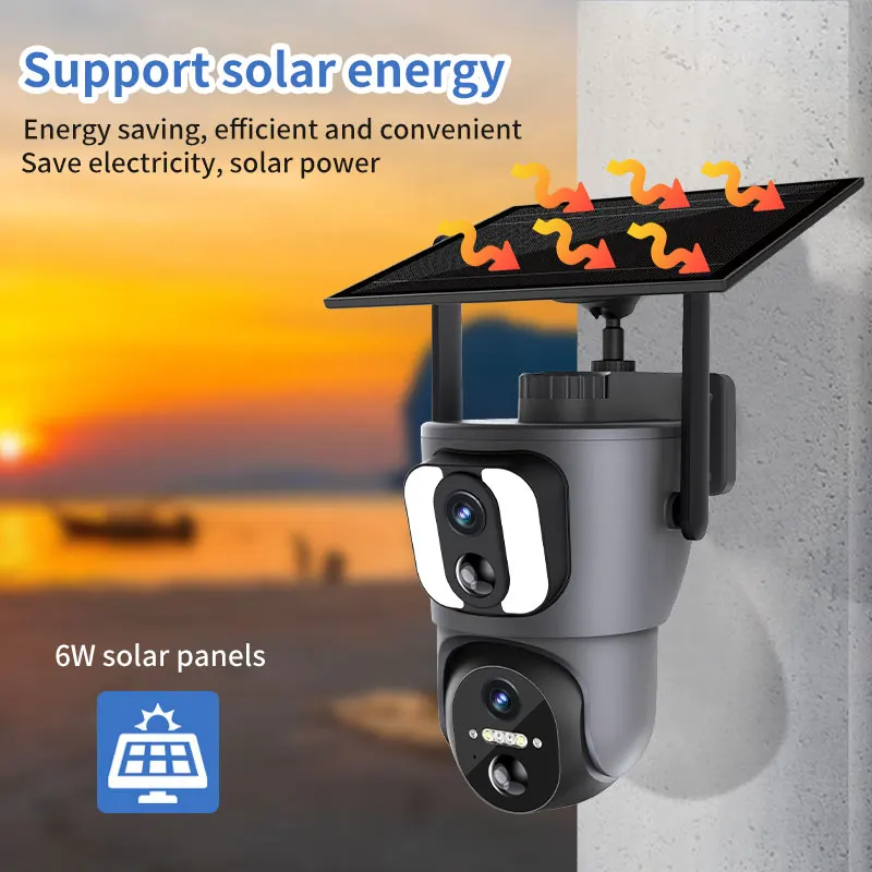 

5MP Ubox APP Dual Lens Solar Power WIFI / 4G IP Dome Camera Full Color AI Humanoid Detection Home Security CCTV Baby Monitor