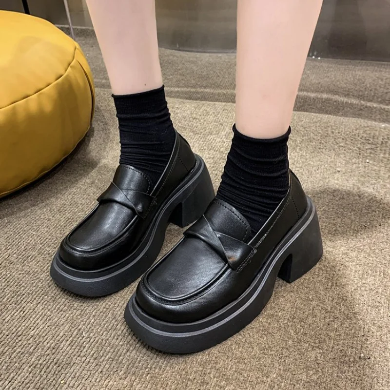 Autumn 2023 New Thick Soled Elevated Loafers Comfortable Platform Shoes for Women Fashion Casual Women Shoes Zapatos De Mujer