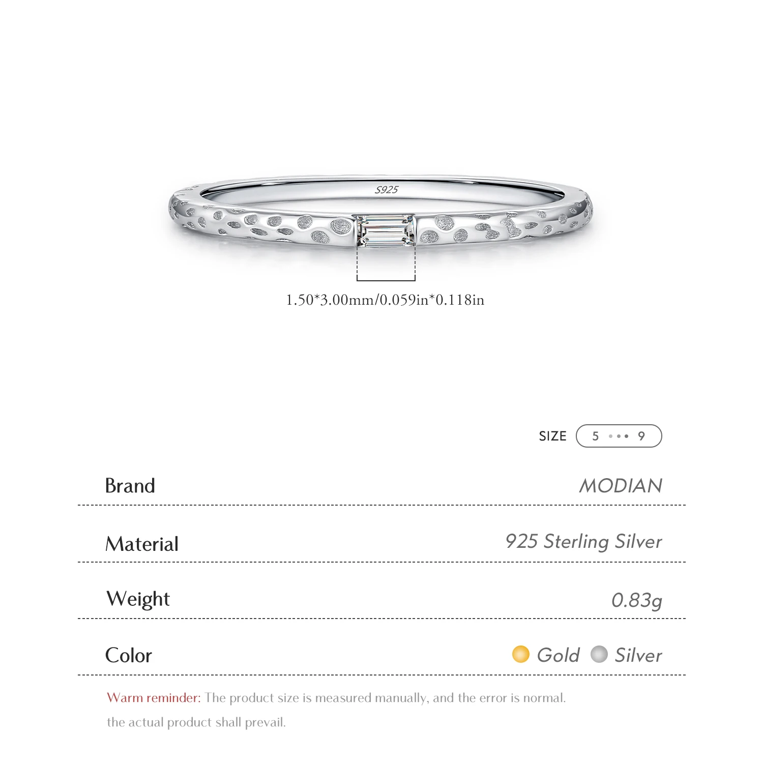MODIAN 925 Sterling Silver Concave And Convex Metal Texture Rings For Women Fashion Pattern Thumb Rings Gold Color Fine Jewelry