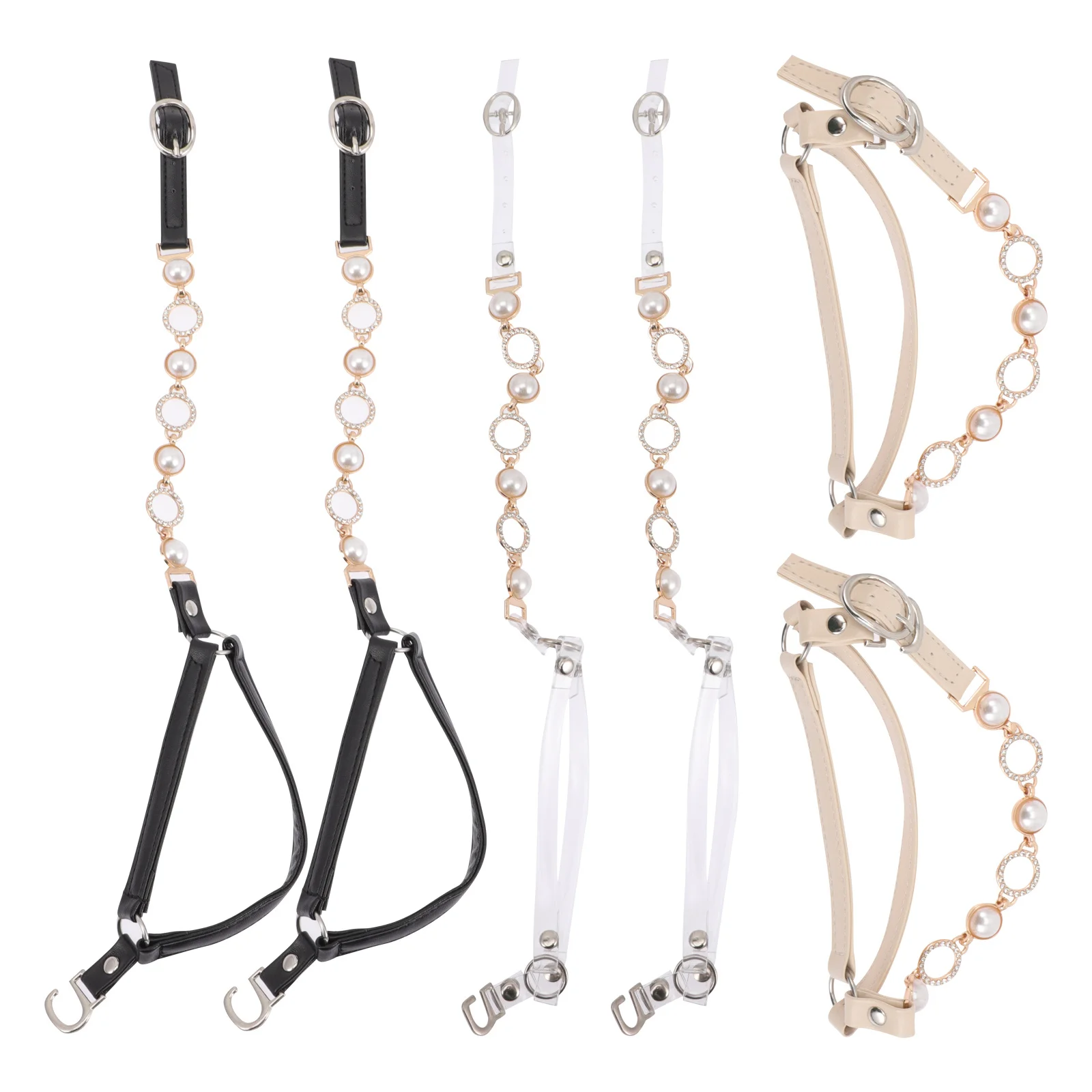 3 أزواج من أشرطة الأحذية اللؤلؤية المضادة للانزلاق أحزمة الكاحل عالية الكعب للنساء مريحة ارتداء رباط الحذاء عالي الكعب رباط الحذاء القابل للفصل