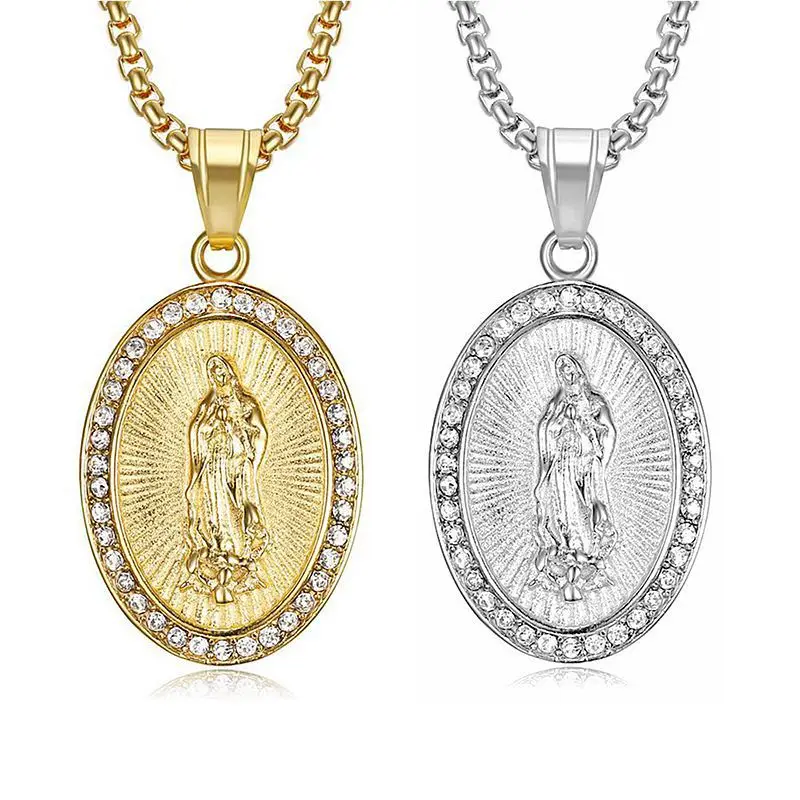 

5 pcs Religion Virgin Mary Trendy High Quality Pvd Stainless Steel Jewelry Fine Jewelry Necklaces Charms for Making 316l Women