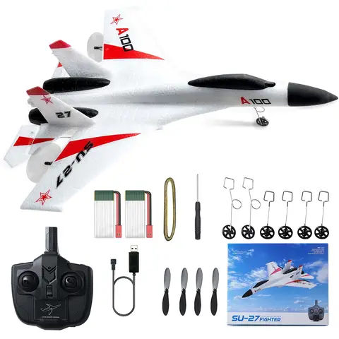 SucceBuy SU27 RC Plane 2.4G  Remote Control Flying Model Glider Airplane with 2 Batteries Aircraft Foam Toys for Children Gifts
