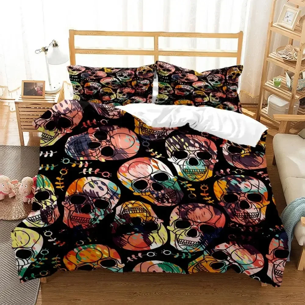 Mysterious Colored Skeleton Supplies Set Duvet Cover Set Bedding Sets Adults Bed Pillowcases No Filling Luxury Birthday Gifts