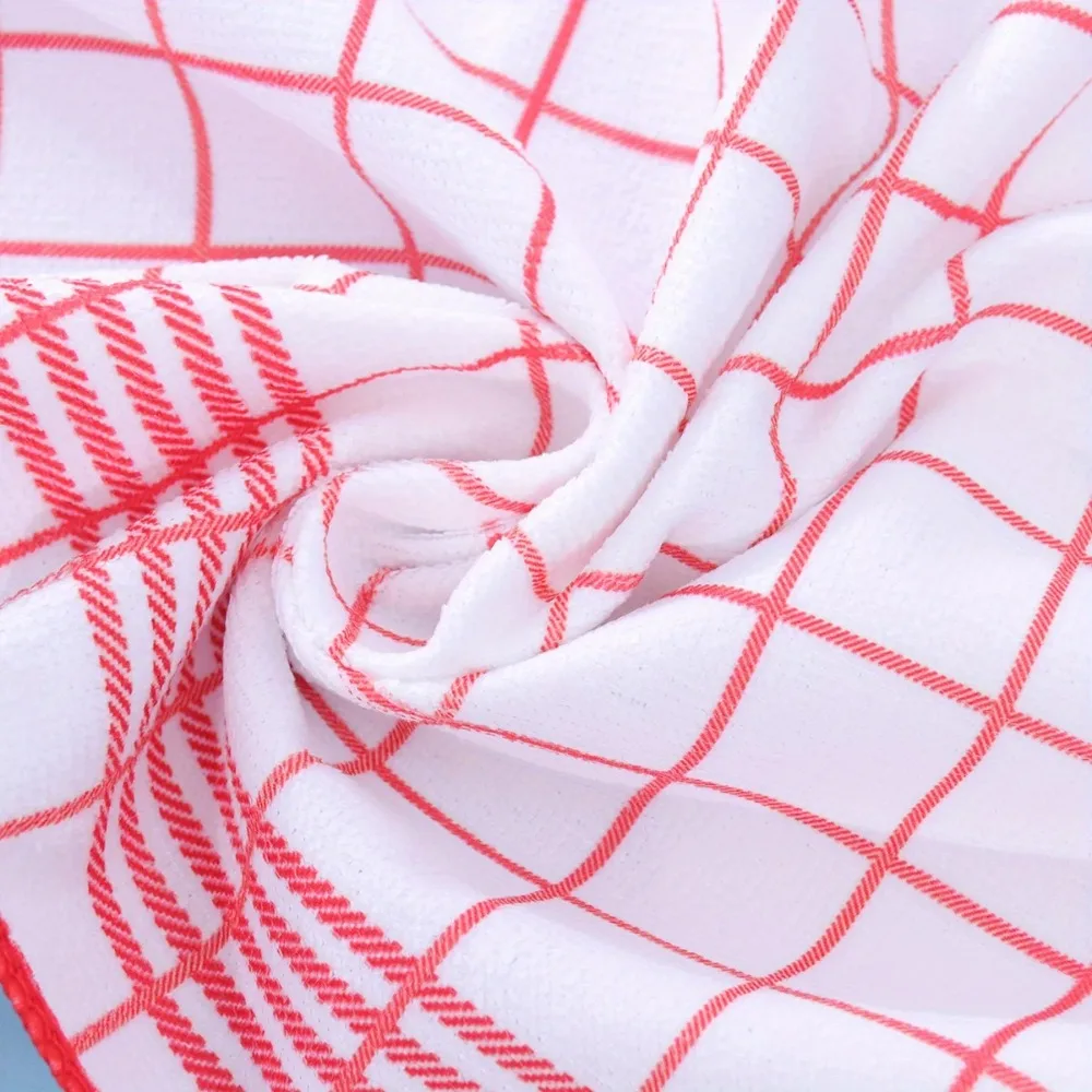 6 Pieces Multi-functional Large Checkered Kitchen Towel Absorbent Rectangular Tea Towel Soft Quick-Dry Washcloth Tableware