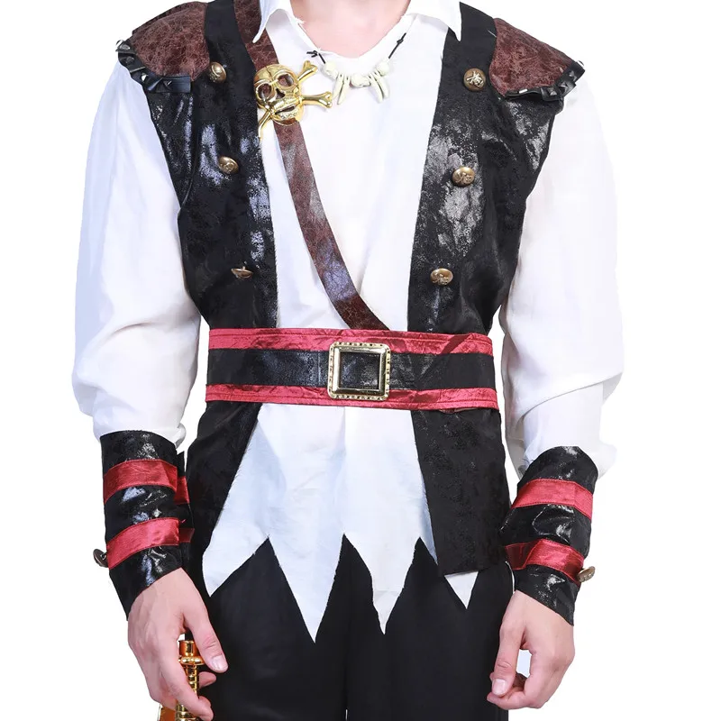 Costumes de pirate des caraïbes pour hommes, robe de fête de carnaval de carnaval de carnaval de carnaval de pirate de Halloween, robe de jeu de rôle de boule masquée